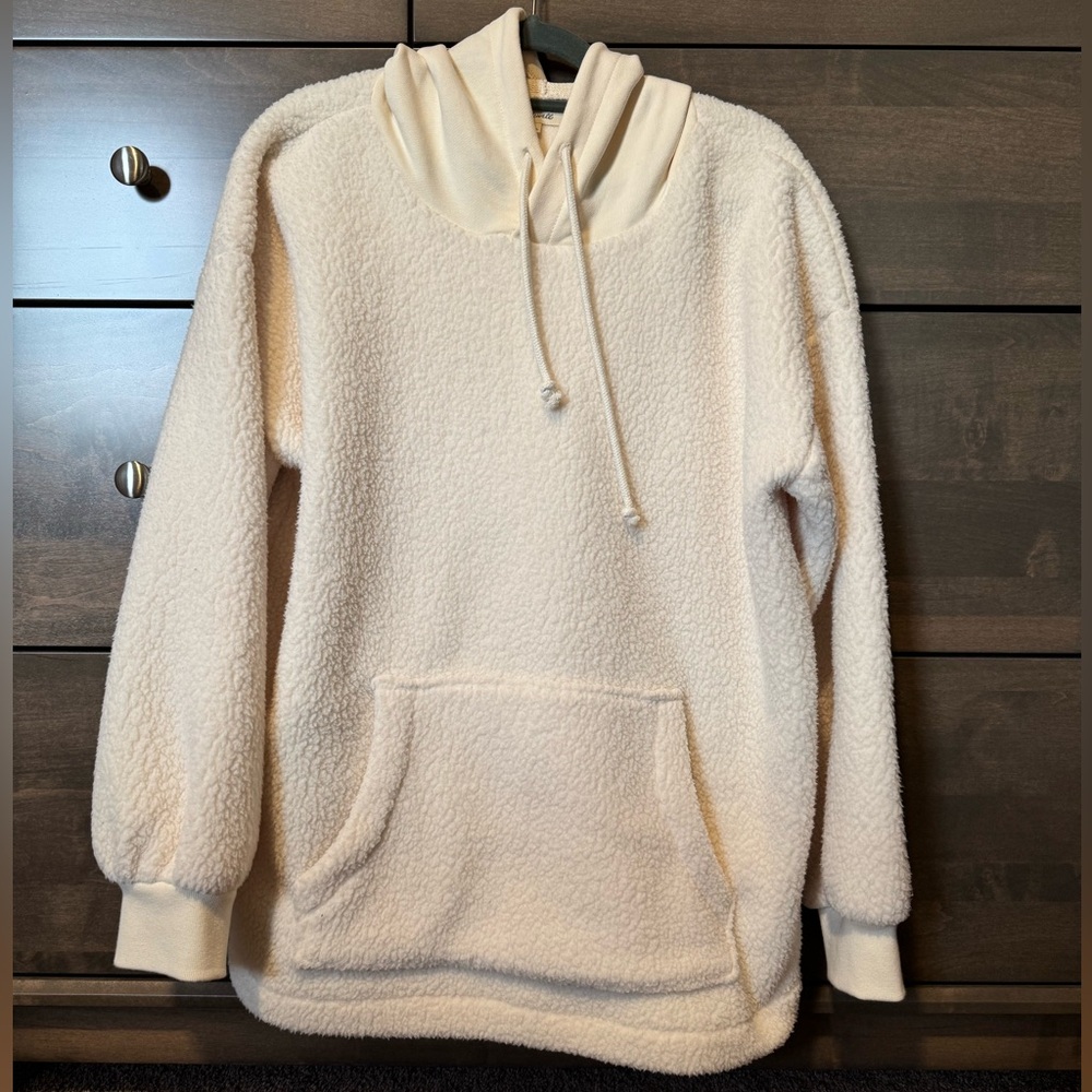 Like new - cozy Madewell Sherpa fleece hoodie with cotton hood - Medium